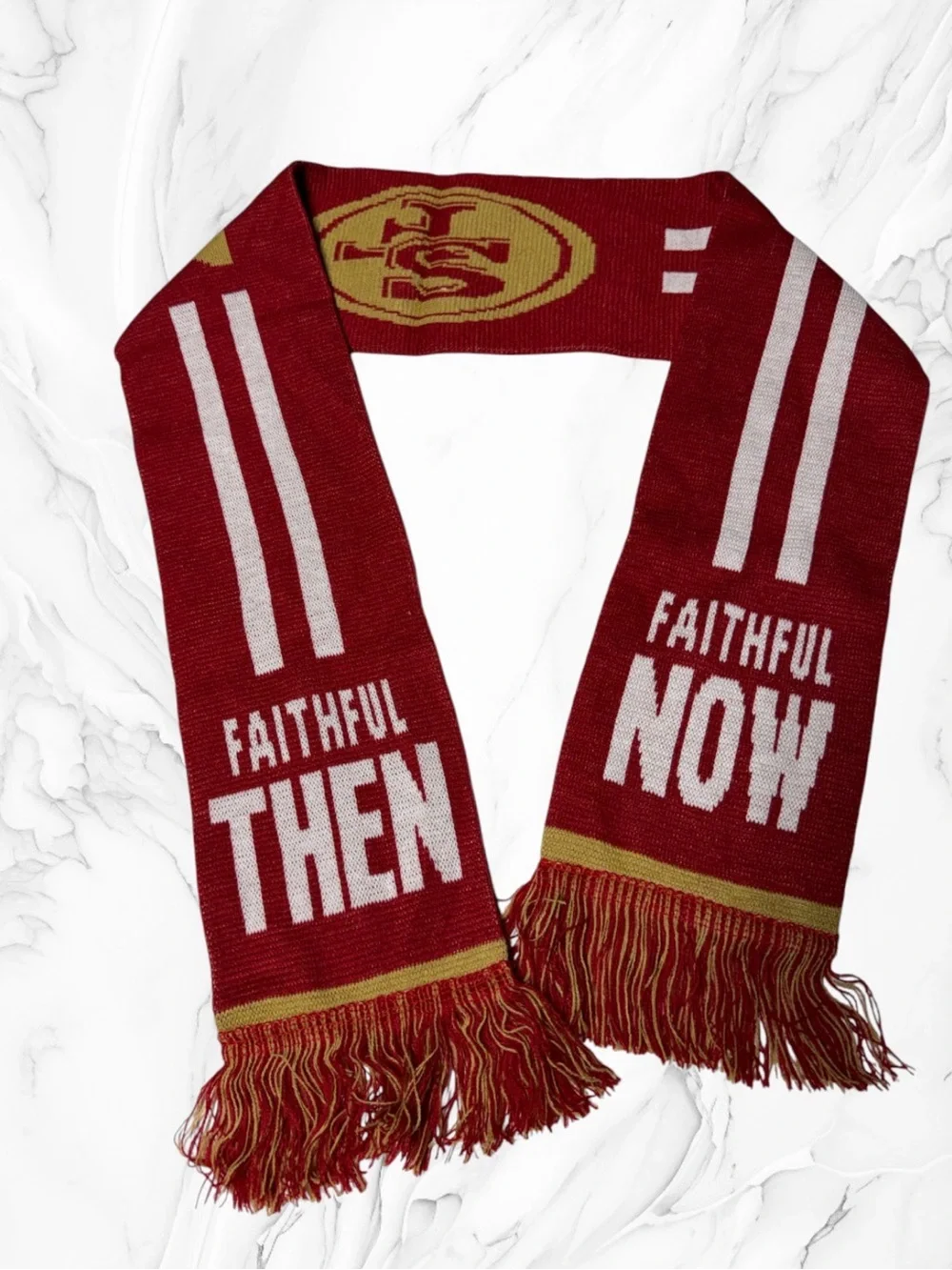 San Francisco 49ers faithful knit winter Gameday scarf red & gold unisex